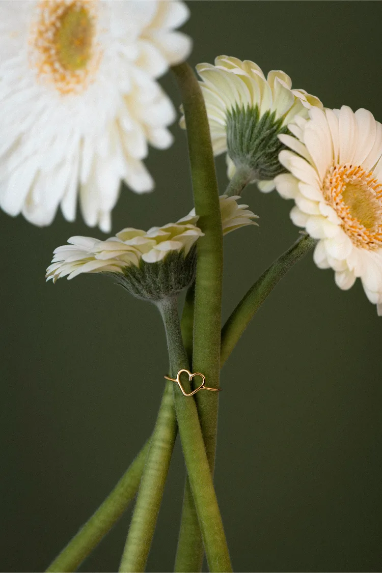 still-life-bijou-bague-fleurs-minimaliste-professionnel Photographie porté avec mannequin en studio pour collection de vêtements.
